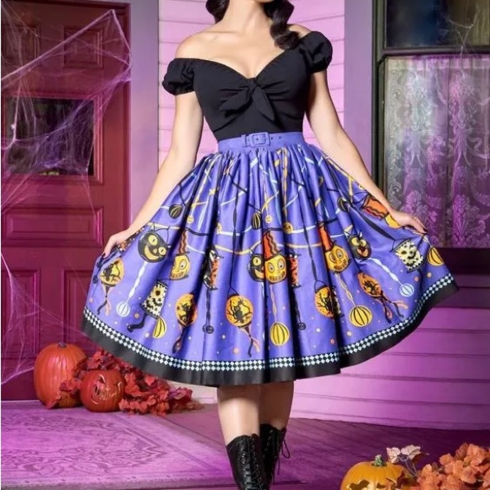 Pinup Couture Festive Purple Skater Skirt